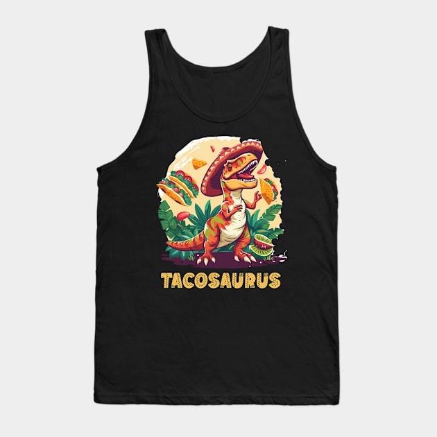 Tacosaurus Funny Tacos Tuesday T-rex Holding Taco Dinosaur For Cinco De Mayo Tank Top by familycuteycom